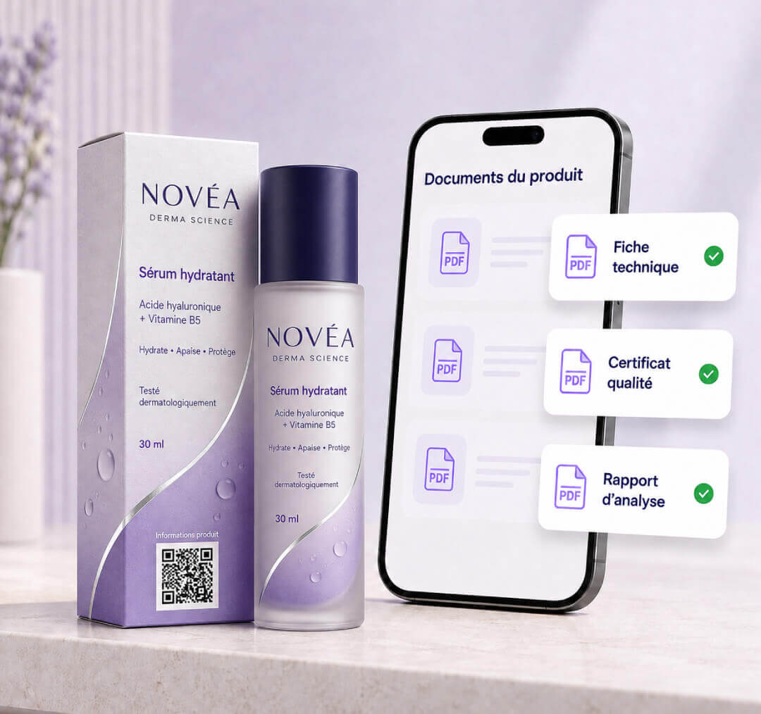 Documents et certificats accessibles depuis le packaging