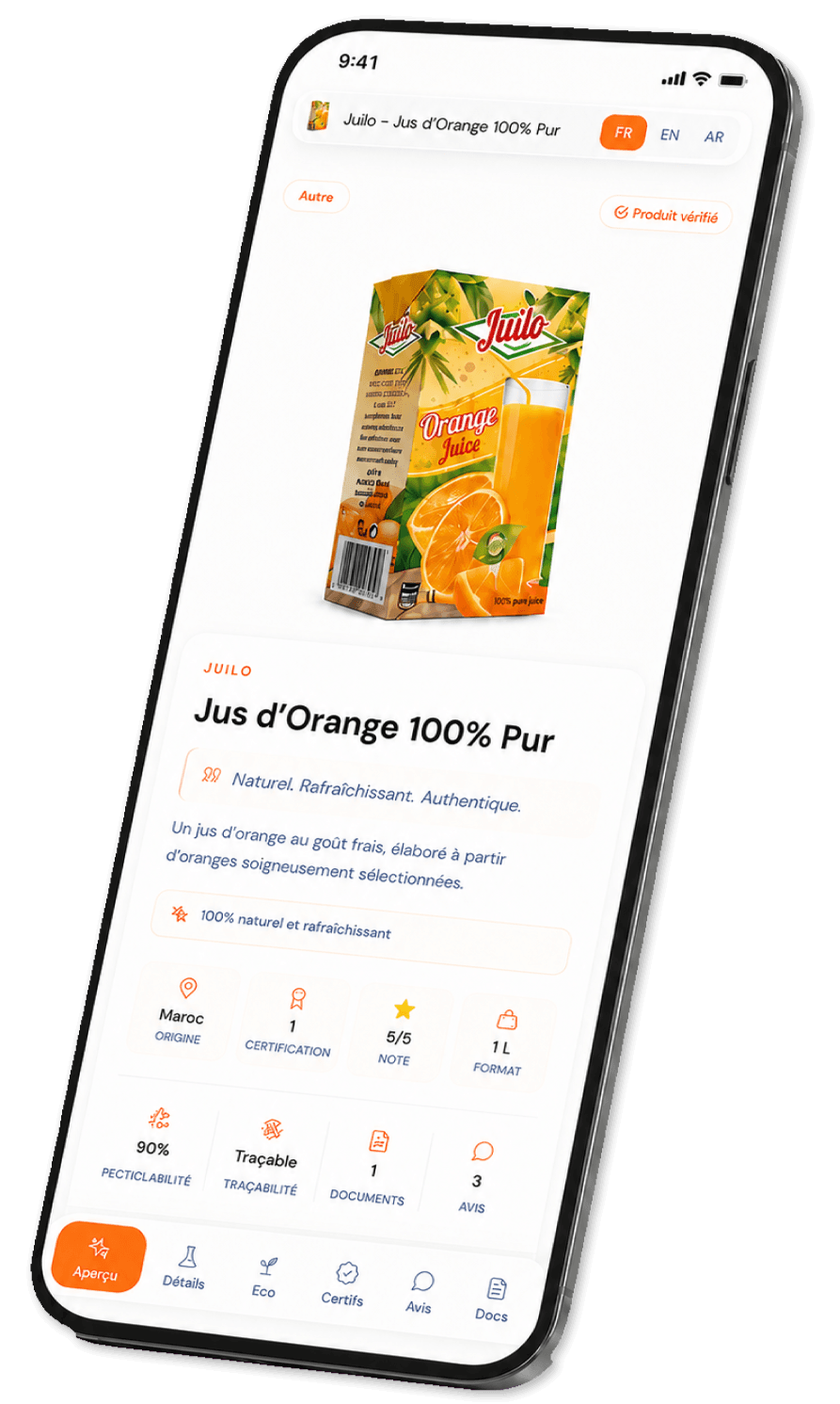 Passeport produit digital sur téléphone