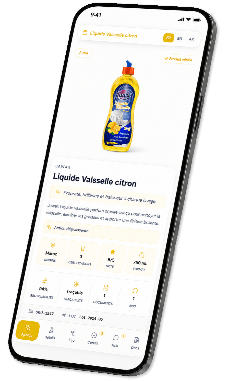 Passeport produit digital sur téléphone